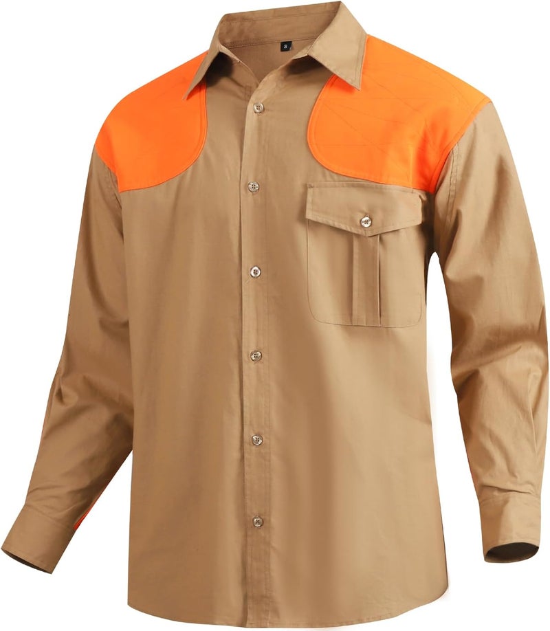 NEW VIEW Men's Upland Hunting Shirt, Pheasant Shooting Shirt Field & Stream, Brown Tactical Shirt, Long Sleeve Hunting Shirt - Image 1